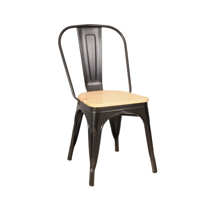Metal Dining Chairs Side Chairs with Wooden Seat 2